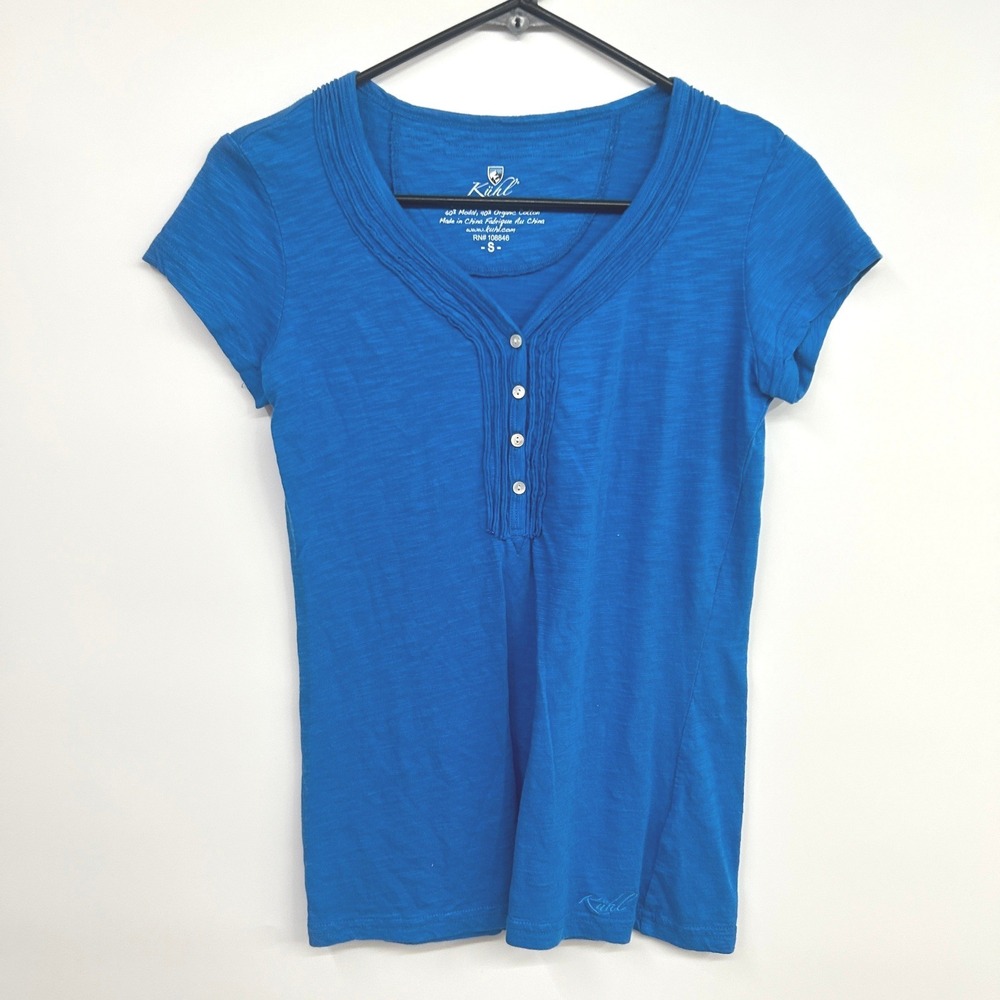 Kuhl Blue Slub Henley Tee Small Modal Organic Cotton Gorpcore Outdoor Casual